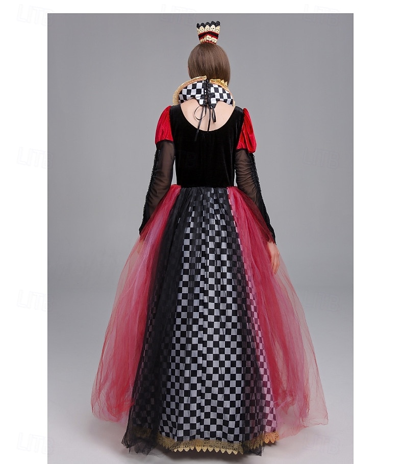 Punainen kuningatarmekko Liisa Ihmemaassa -asu Halloween-ryhmäperheasut lapsille aikuisille naisten tyttöjen opettajille cosplay-asut naamiaiset helppo karnevaaliasu 2026 - $47.99 –P7