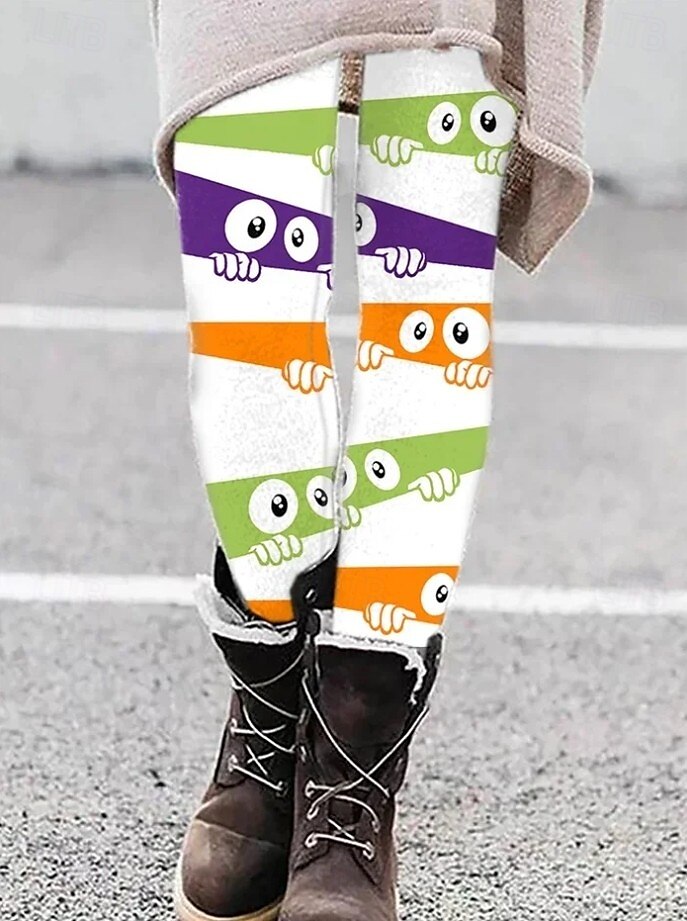 Femmes Leggings Vacances ancien Mode Longueur complète Taille hautePantsHalloween Graphique Halloween Impression Doux Respirant Élastique Formel Extérieur Vacances Vert Noir Frêne Noir et gris fonc de 2025 ? $19.99 –P4