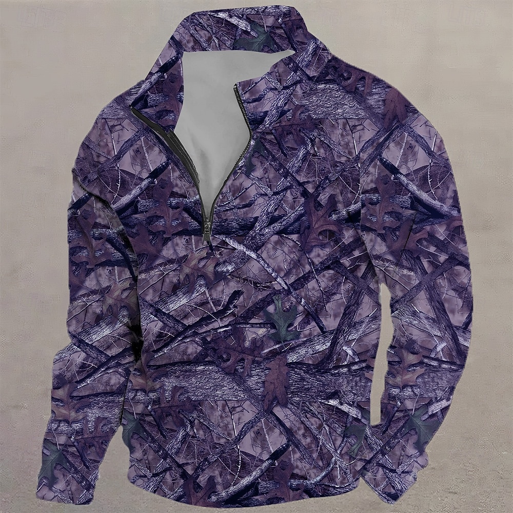 Homme Camouflage Sweat-shirt Sweat à capuche Fermeture éclair Sports Impression 3D Escalade Chasse Rouge Violet Automne Designer de 2025 ? $26.99 –P5
