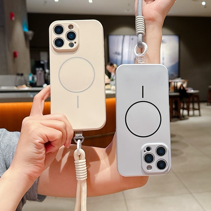 telefon Carcasă Pro iPhone 16 15 14 Pro Max Plus iPhone 13 Pro Max Zadní kryt s Lanyardem Podpora bezdrátového nabíjení Nárazuvzdorné Retro 2025 - $10.99 –P1
