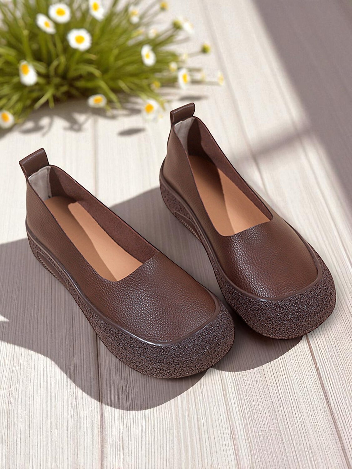 Damen Flache Schuhe Barfußschuhe Weiche Schuhe Schuhe mit weiter Passform Täglich Reise Muttertag Flacher Absatz Runde Zehe Lässig Komfort Minimalismus Kunstleder Loafer Schwarz Kaffee 2025 - $26.99 –P5
