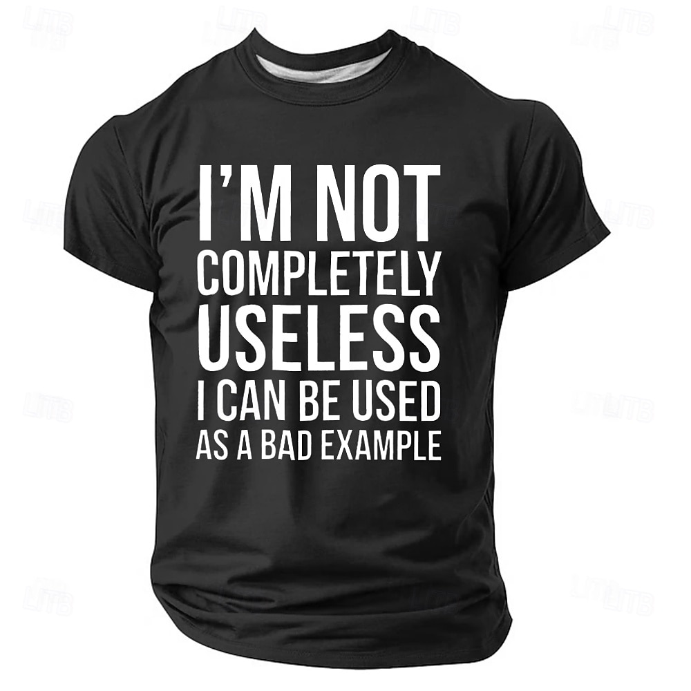 Camiseta para hombre "No soy completamente inútil, puedo ser usado como un mal ejemplo", divertida, cuello redondo, ropa, estampado gráfico, calle, diario, manga corta, moda, genial, clásica, 2025 - $17.99 –P5