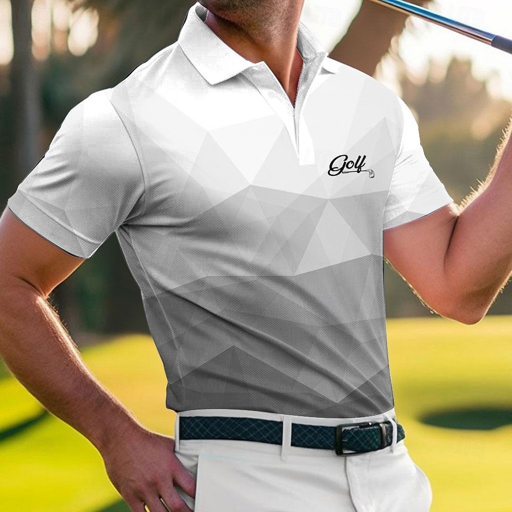 Herr Geometrisk Golf Polo Sport pikétröjor Kortärmad Polotröjor Sportkläder Ledigt Fritids- Friluftskläder Dagliga kläder 3D-utskrift Knappar Sommar Blå Purpur Grön 2025 - $20.99 –P5