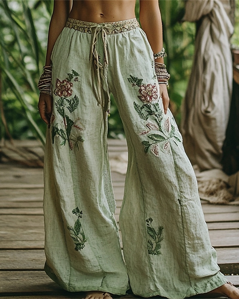 Per donna Gamba larga Pantaloni Pantaloni Palazzo Moda Boho Lunghezza intera Vita Alta Fiore Elastico in vita Coulisse Stampato Traspirabilità Confortevole Streetwear Abbigliamento quotidiano Uscire del 2025 a $22.99 –P1