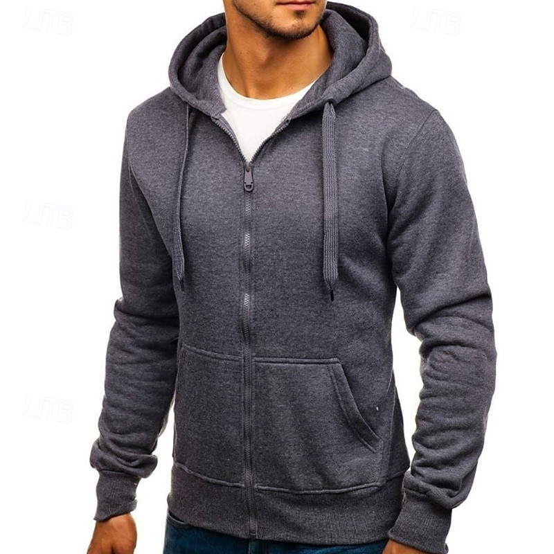 Per uomo Felpa con cappuccio Felpa con cappuccio a zip intera Felpa con cappuccio in pile Nero Bianco Verde militare Rosso Borgogna Con Cappuccio Semplice Con zip Tasca Sport & Outdoor Casuale del 2025 a $23.99 –P9