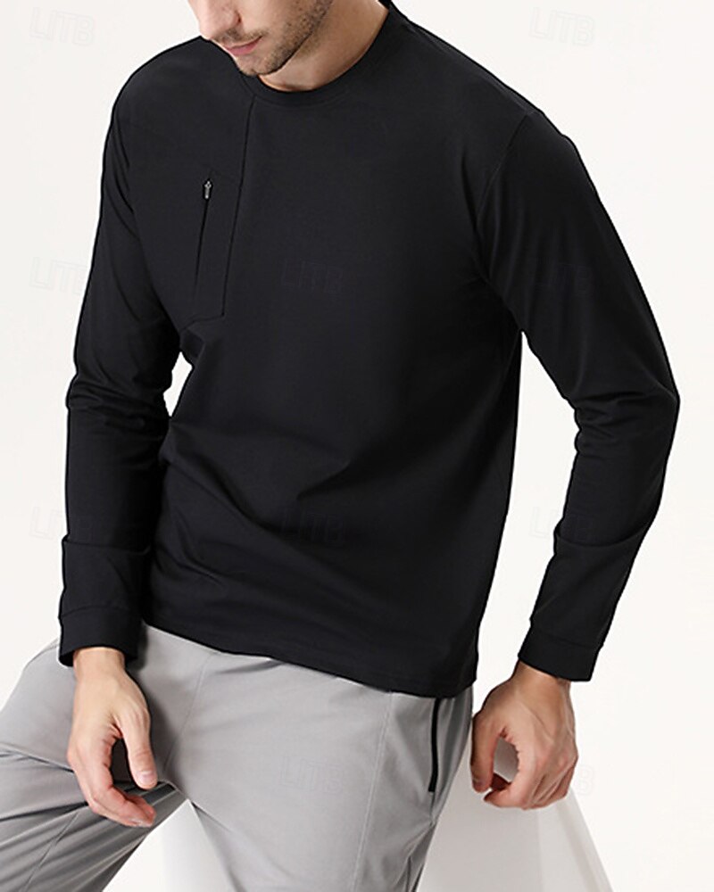 رجالي قميص الجري قميص رياضي إحزم جيب كم طويل قمم ملابس الرياضة الخريف لون سادة سريع جاف متنفس المشي لمسافات طويلة اكتشف - حل رياضية ملابس رياضية ألبسة رياضية أسود أخضر أزرق داكن 2025 - $23.99 –P4