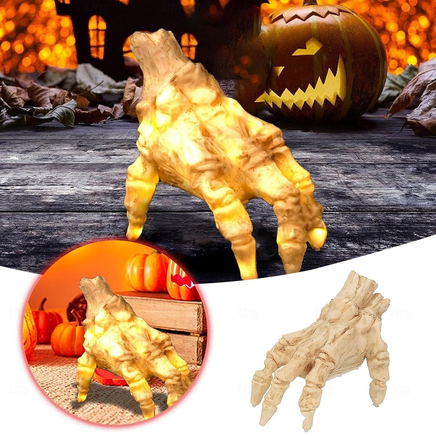 Decorazioni di Halloween a forma di mano di scheletro che striscia, spaventoso teschio che striscia attivato dal suono, mano di scheletro che striscia con luce calda alimentata a batteria per feste, del 2025 a $51.99 –P5