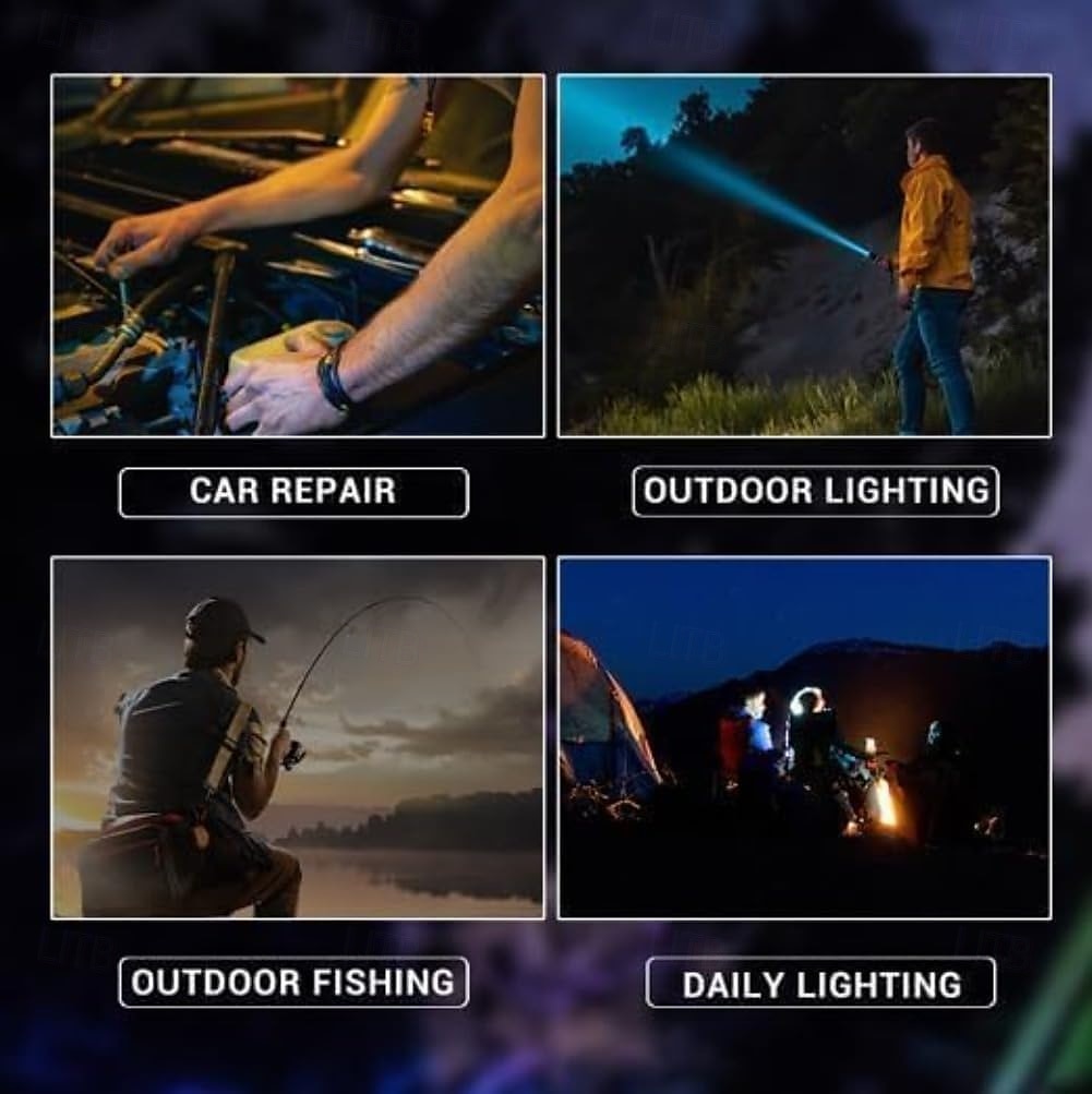 Lampe de poche tactique rechargeable, lampes de poche puissantes à haute luminosité avec 7 modes d'éclairage, feu latéral d'avertissement COB, étanchéité IPX6, faisceau zoomable, lampe de poche de 2025 ? $16.49 –P6