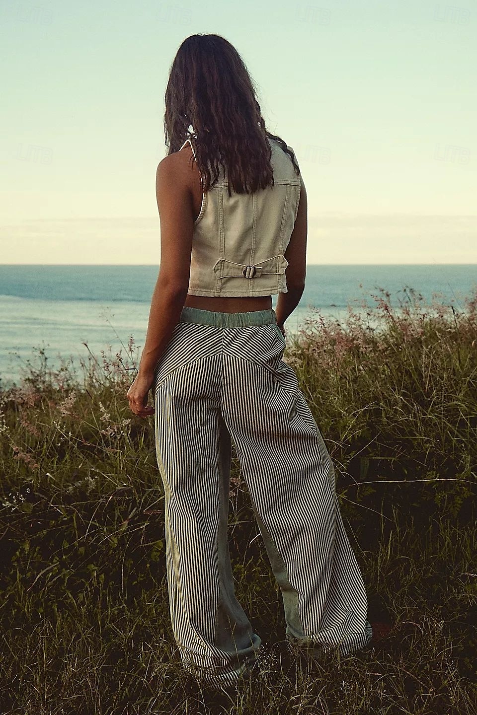 dam bomullsblandad denim culottes vida ben semester vintage snygg full längd medelhög midja randig lapptäcke randig bekväm oelastisk utomhus semester hem marinblå jordgul svart armégrön 2025 - $44.99 –P3