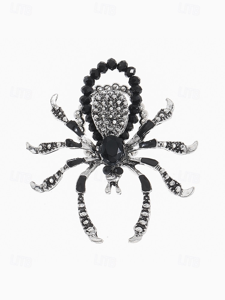 2025年 女性用ハロウィンスパイダージュエリーセット - ゴシックビーズチョーカー、調節可能なブレスレットとステートメントリング、コスチュームパーティー、コスプレ、不気味な夜のお出かけに最適な合金ラインストーンデザイン  コレクション – $14.99 –P8