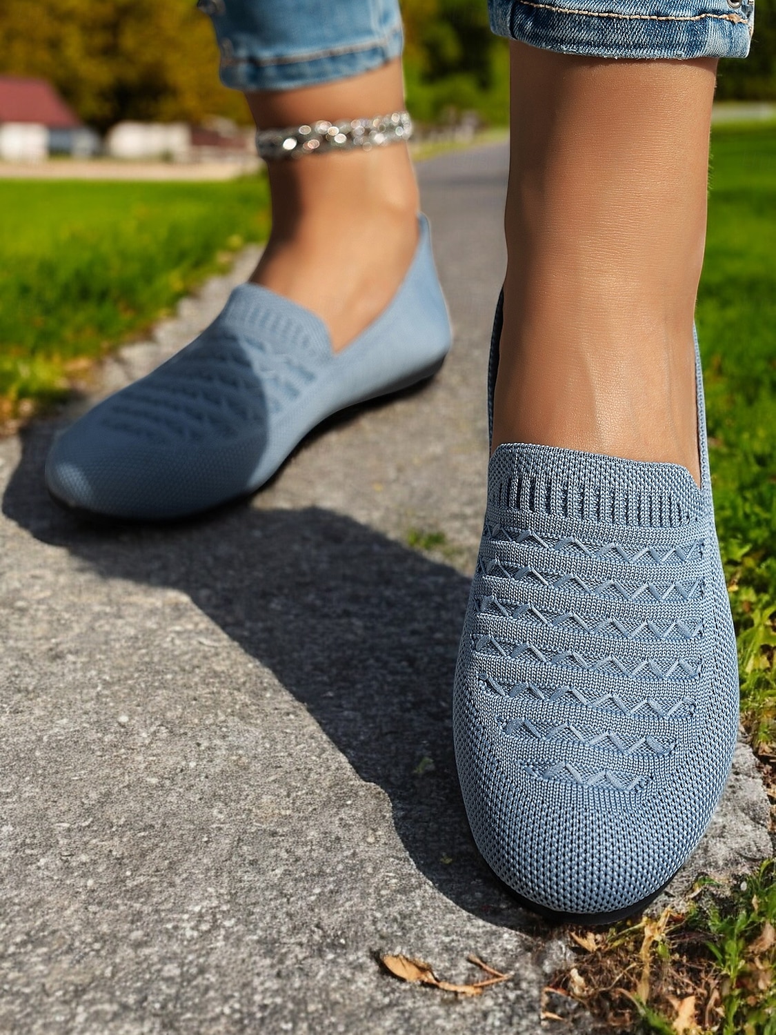 Dámské prodyšné ležérní balerínky z flyknit – lehké nazouvací boty s kulatou špičkou na chůzi, cestování a každodenní pohodlí 2025 - $19.99 –P5