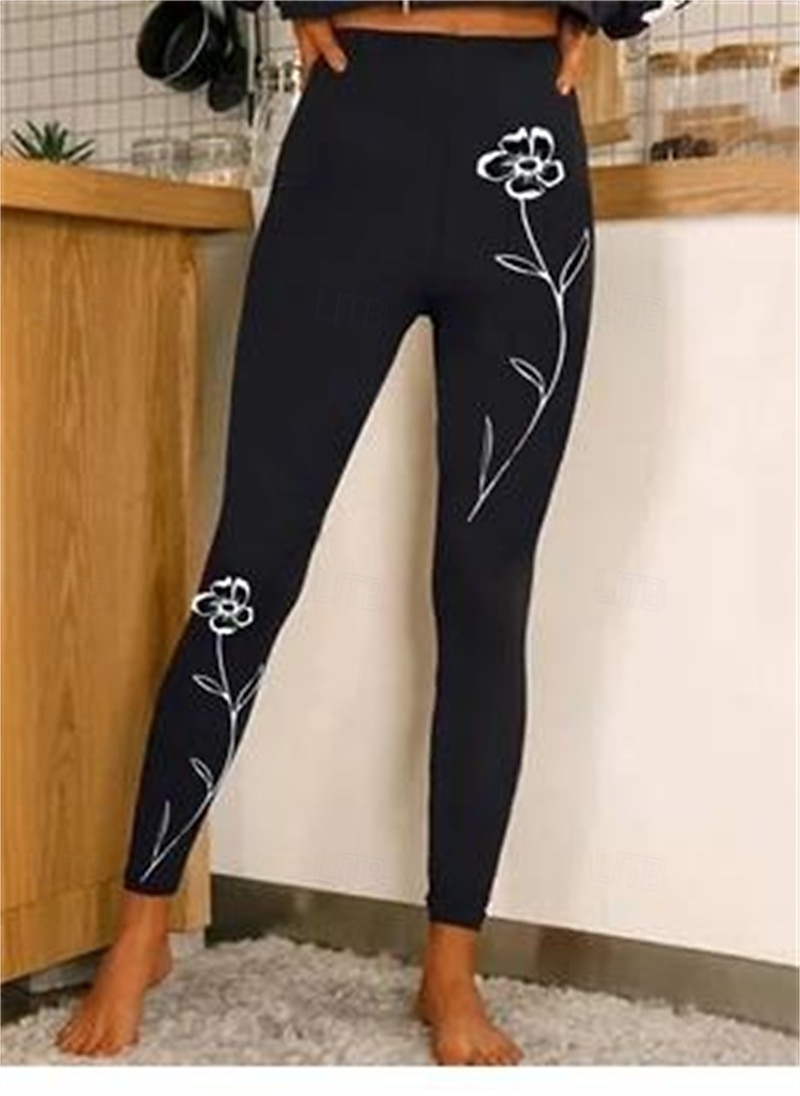 Per donna Pantaloni Eleganti Leggings Collant Atletico Lunghezza intera Naturale Grafico Stampato Comodo Sollevamento glutei Controllo addominale Yoga Casual Quotidiano Oro nero Nero 1 # Nero 2 del 2025 a $14.99 –P6