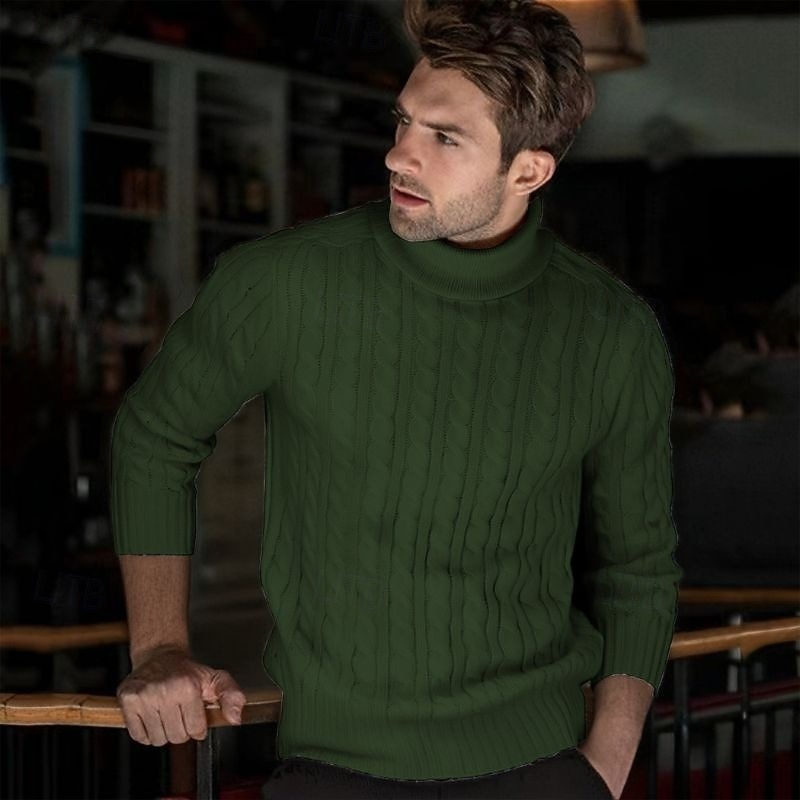 Per uomo Maglione Maglione a maglia A Coste Treccia Maglia Top Regolari Lavorato a maglia Semplice Dolcevita Moda Casual Vacanza Abbigliamento quotidiano Abbigliamento Autunno & Inverno Cammello del 2026 a $18.99 –P9