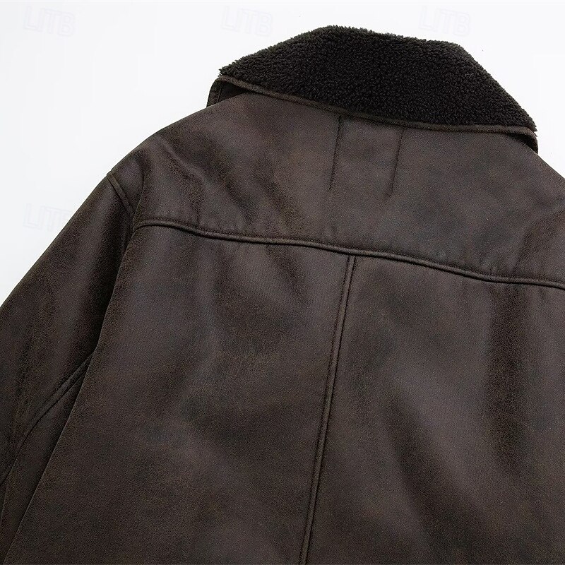 Damen Fleecejacke Freizeitjacke Wildlederweste Winddicht Warm Tasche Mode Modern Lässig Einfarbig Ausgehen Wochenende Einreihig Regulär Revers Normale Passform Langarm Oberbekleidung Braun Beige 2025 - $42.99 –P7