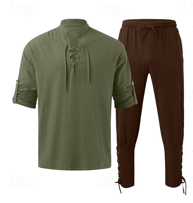 Retrò Vintage Medievale Rinascimento Pantaloni Abiti Camicia Pirata Ranger Costume Per uomo Vichingo Halloween Carnevale Mascherata Performance Mascherata LARP Adulti Camicia Pantaloni del 2026 a $44.99 –P7