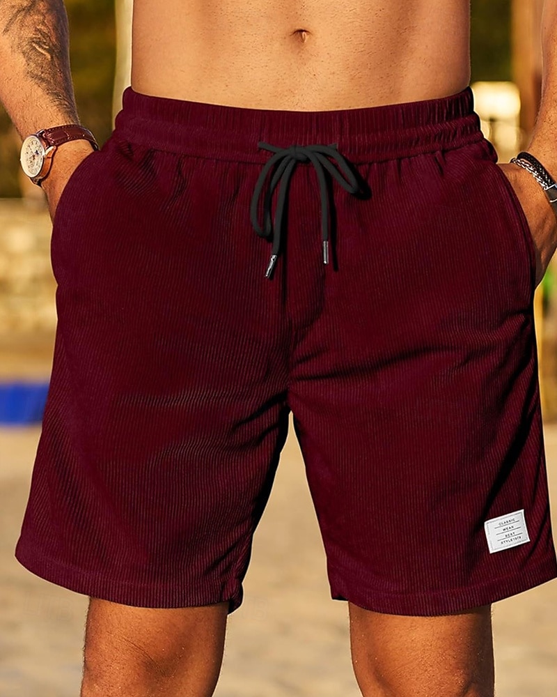 Herren Shorts Sommershorts Freizeitshorts Cordshorts Tasche Elastischer Bund Kordelzug Einfach Komfort Atmungsaktiv Kurz Outdoor Sport Klassisch Lässig Schwarz Weiß Mikroelastisch 2025 - $15.49 –P7