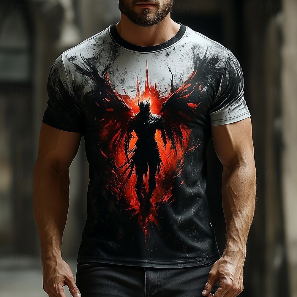 Halloween Homme Ange et Diable T-shirt Manche Courte T-shirt Impression 3D Col ras du cou Chemise Mode Exagéré Designer Soirée Rue Occasionnel Noir Rouge Bleu Été Printemps Toutes saisons Vêtement de 2025 ? $17.99 –P1