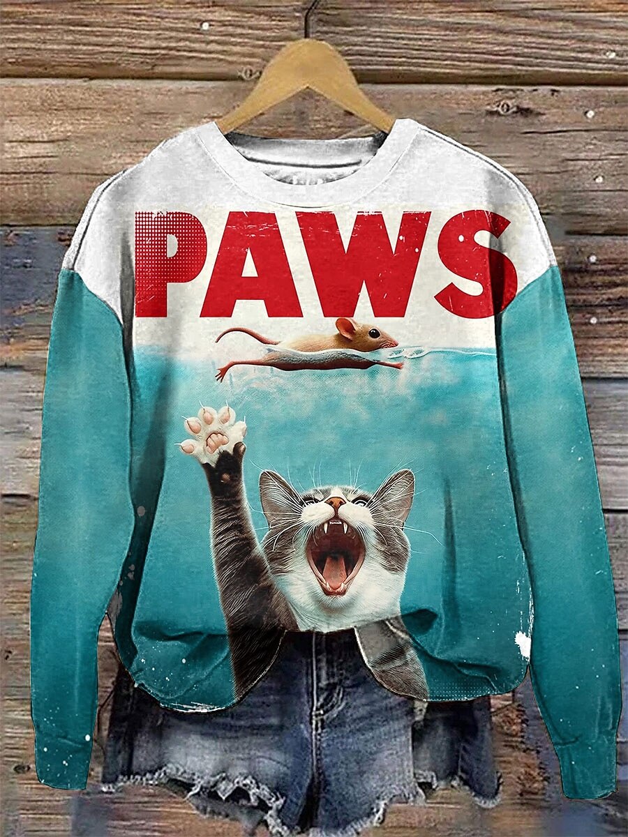 Femmes Sweat-shirts Graphique Chat Lettre Occasionnel manche longue Col ras du cou Hauts Réguliers Rue Tenue Quotidienne Imprimé Bleu Violet Vert Kaki Automne Hiver de 2025 ? $25.99 –P1