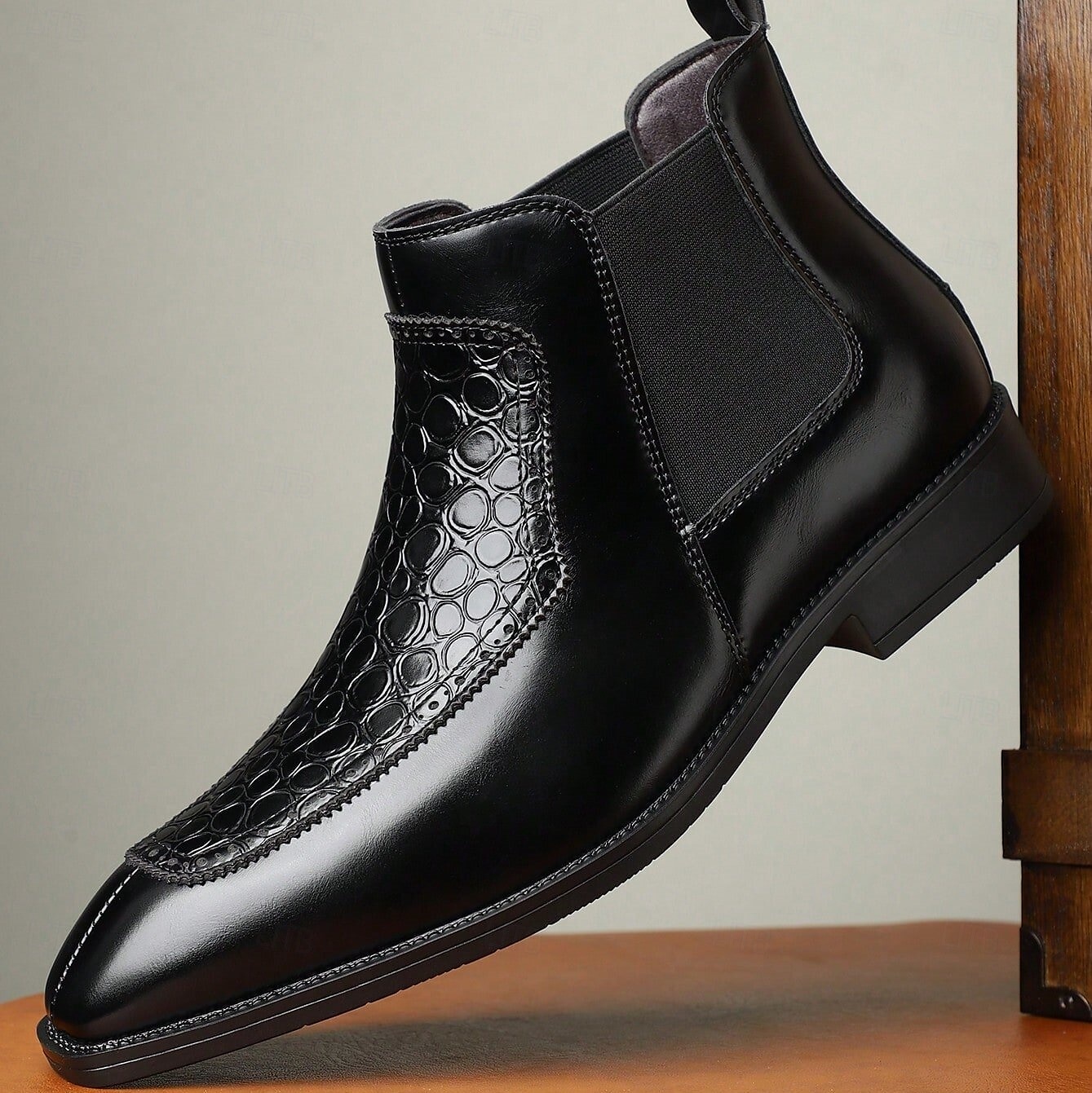 Bottines Chelsea en similicuir vert effet crocodile pour homme – bottines élégantes à élastiques latéraux pour hommes avant-gardistes, soirées de concert et streetwear urbain de 2025 ? $54.99 –P3