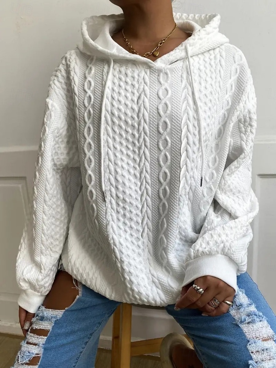 Femmes Sweat à capuche Uni Occasionnel manche longue À capuche Hauts Réguliers Rue Tenue Quotidienne Noir Blanche Rose Claire Rouge Bleu Automne Hiver de 2025 ? $27.99 –P8