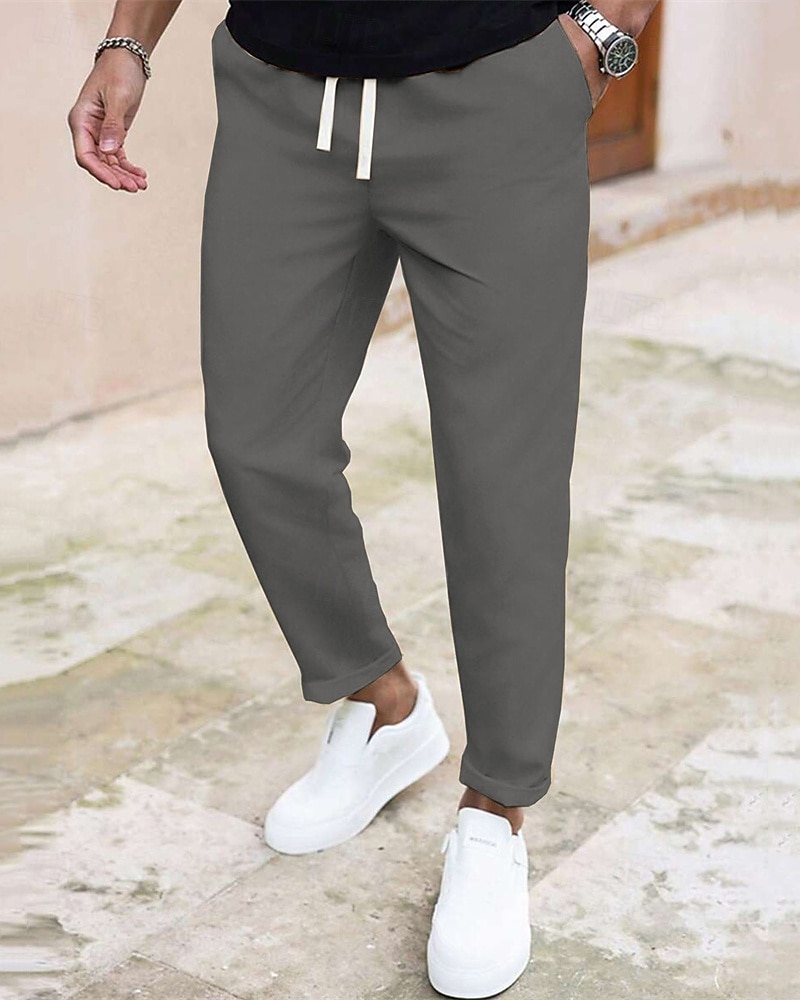Pánské Upnuté Kalhoty Kalhoty chinos Šňůrky Kapsy Bez vzoru Pohodlné Po kotníky Denní Obchod Práce Módní Klasický styl Vodní modrá Černá Lehce elastické 2026 - $18.99 –P17
