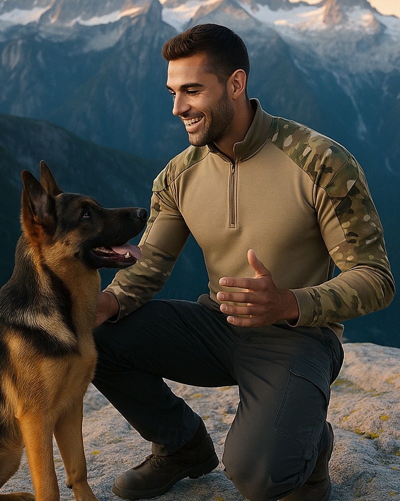 Per uomo Felpa con mezza zip Felpa militare Manica Lunga Collo alla coreana Top Esterno Traspirante Misto Cotone Mimetico Grigio scuro pitone nero Nero Viaggio Corsa del 2025 a $25.99 –P3