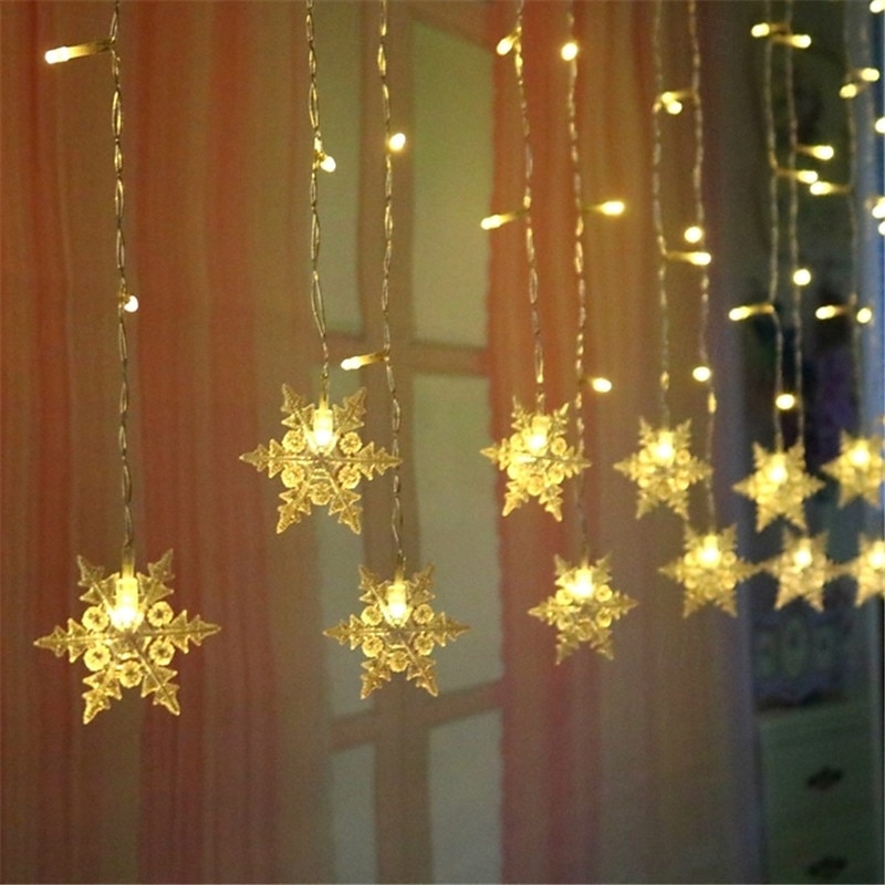 Rideau lumineux flocon de neige glaçon 4 m 90 LED avec alimentation USB et 18 flocons de neige acryliques, 8 modes, télécommande, décoration de Noël, 1 x de 2025 ? $46.99 –P4