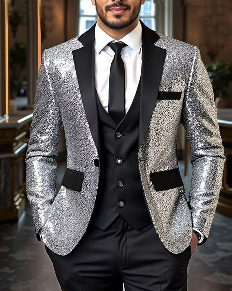 Homens Blazer O negócio Coquetel Festa de Casamento Moda Casual Primavera Outono Poliéster Gradiente Bolsos Botões Confortável Não Trespassado Jaqueta esporte Prata Azul Verde Escuro Roxo de 2025 por $67.99 –P11