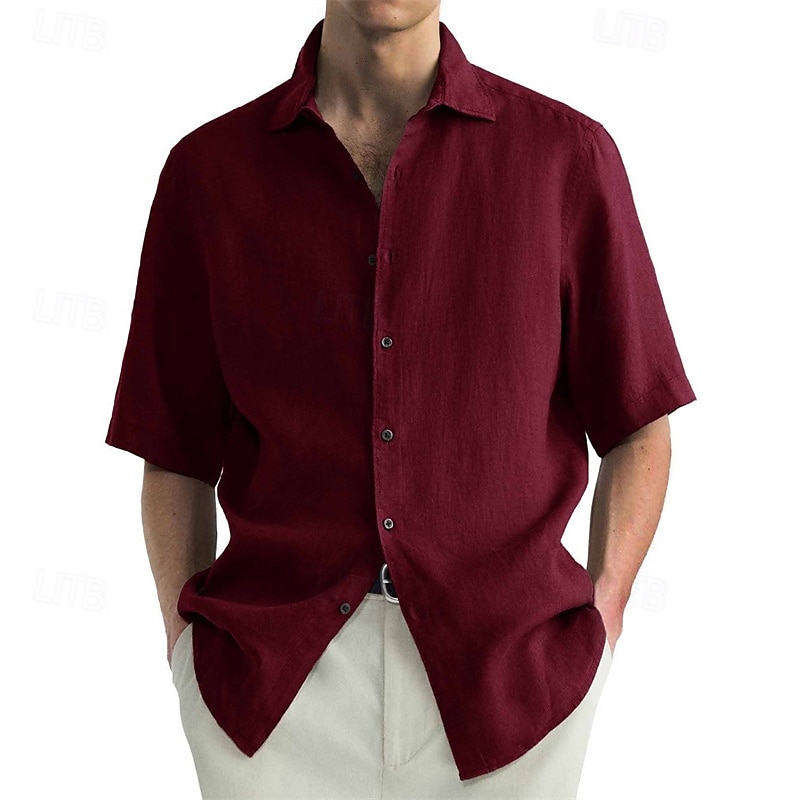 Herren Hemd Sommerhemd Freizeithemd Strandhemd Knopfhemd Schwarz Weiß Hellgrün Rosa Wein Kurzarm Einfach Revers Urlaub Hawaiianisch Bekleidung 100% Baumwolle Mode Lässig Bequem 2025 - $25.99 –P9
