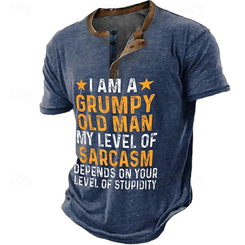 Hombre Graphic Letra Camiseta Henley Shirt Manga Corta Impresión 3D Moda Retro Antiguo Clásico Deporte Festivos Noche Primavera verano Verde Ejército Azul Oscuro Gris Henley Camiseta Henley 2025 - $20.99 –P3