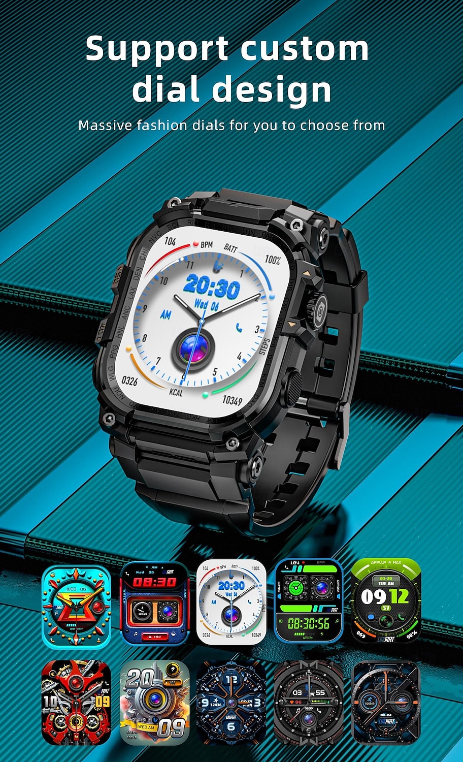 2025年 LOKMAT APPLLP 7 MAX スマートウォッチ 2.06 インチ スマートウォッチ電話 4G LTE 3G ブルートゥース 歩数計 着信通知 アクティビティトラッカー と互換性があります Android iOS 女性 男性 GPS ハンドフリーコール メディアコントロール IPX-5 60mmウォッチケース  コレクション – $144.99 –P10