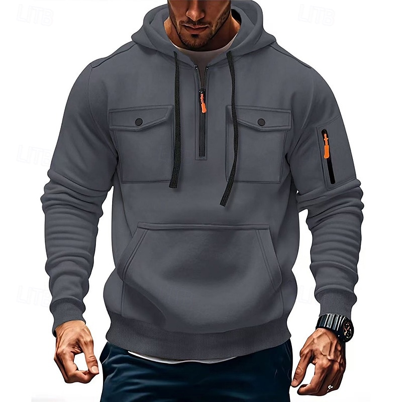 Bărbați Hanorac cu Glugă Hanorac cu fermoar Hanorac tactic Negru Verde Militar Roșu-aprins Albastru piscină Cămilă Capișon Simplu Buzunar Quarter Zip Sporturi & Exterior Casual Zilnic Șic Strad 2025 - $23.99 –P4