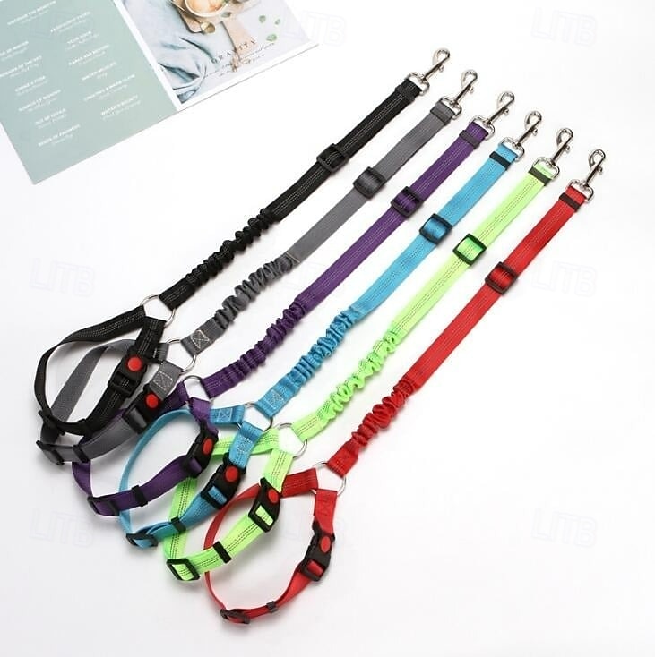 Laisse de voiture réglable pour chien, ceinture de sécurité élastique réfléchissante pour animaux de compagnie, harnais de sécurité multifonctionnel sans traction pour grands chiens, accessoires de de 2025 ? $7.99 –P6