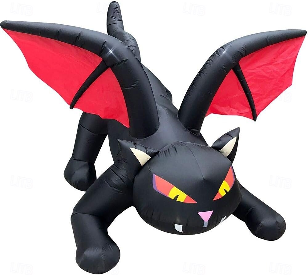 1 modèle gonflable de chat noir d'Halloween de 2,4 m avec lumière pour une atmosphère de fête d'horreur et étrange à l'intérieur et à l'extérieur d'Halloween de 2025 ? $71.99 –P4