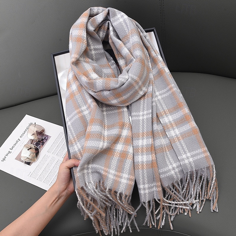 Foulard Rectangulaire Femmes Rue Quotidien Date Noir Jaune Écharpe Plaid de 2025 ? $21.99 –P9