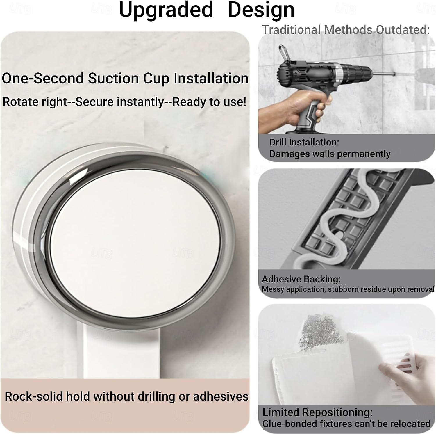 mensola da bagno con ventosa montata a parete, mensola impermeabile per cosmetici con drenaggio, perfetta per il bagno &organizzazione della cucina del 2025 a $29.99 –P9