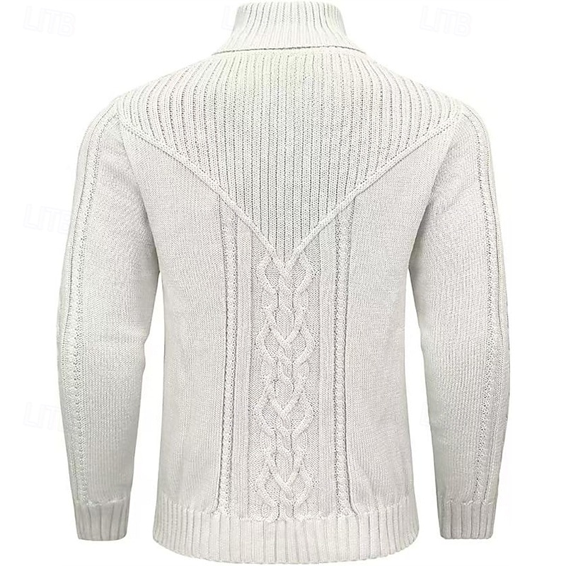 Voor heren Trui Gebreide trui Geribd breien Normale tops Gebreid Effen Opstaande boord Modieus Basic Vakantie Alledaagse kleding Kleding Herfst Winter Wijn Zwart S M L 2025 - $35.99 –P4