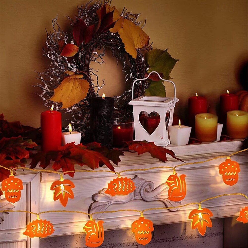 Pinecone Squirrel Hedgehog Maple Leaf Shaped Light String Bedroom Living Room Decorative Light Festival Party Decoration Atmosphere Light Battery Box Power Supply 1.5m String Lights 10 LEDs   1 set 2025 - $14.49 –P1