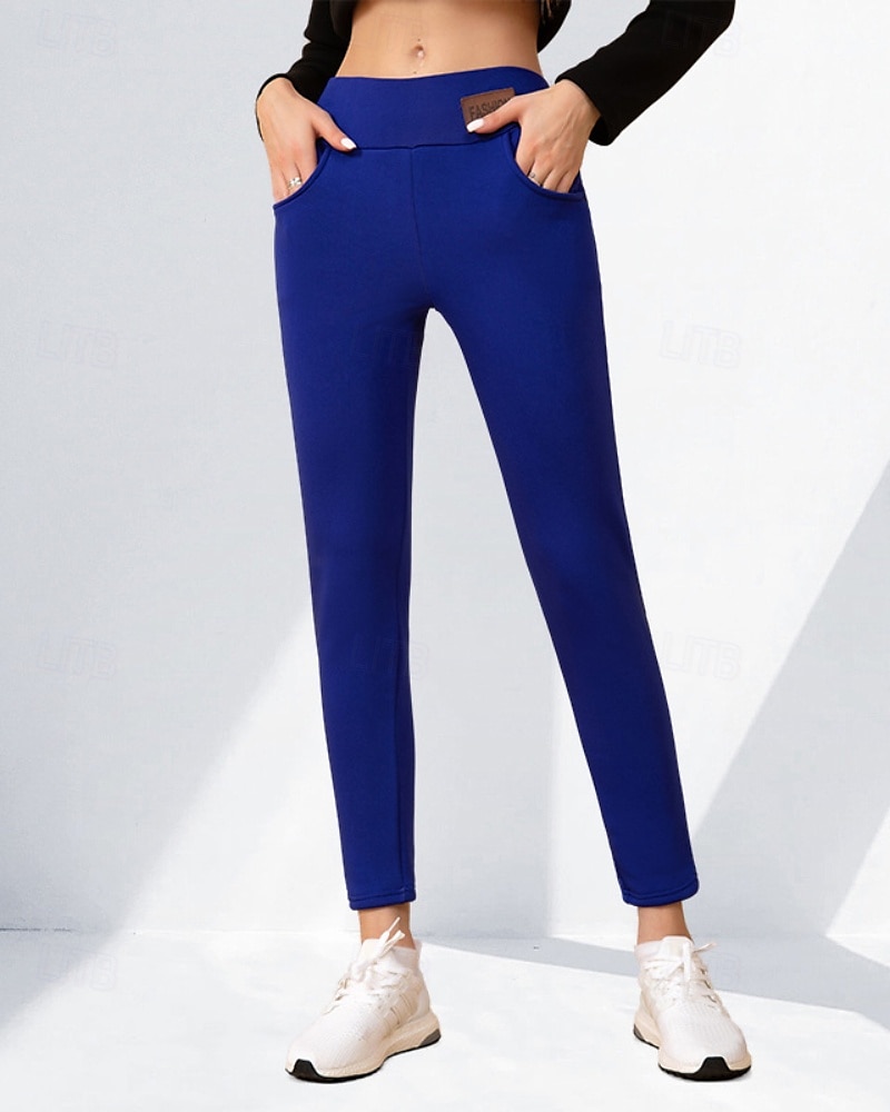 Per donna Pantaloni in Pile Pantaloni Eleganti Leggings Casual Lunghezza intera Naturale Semplice Elastico in vita Comodo Vacanza Ferie Rosso violaceo Nero Blu marino scuro Azzurro cielo Inverno del 2025 a $18.99 –P6