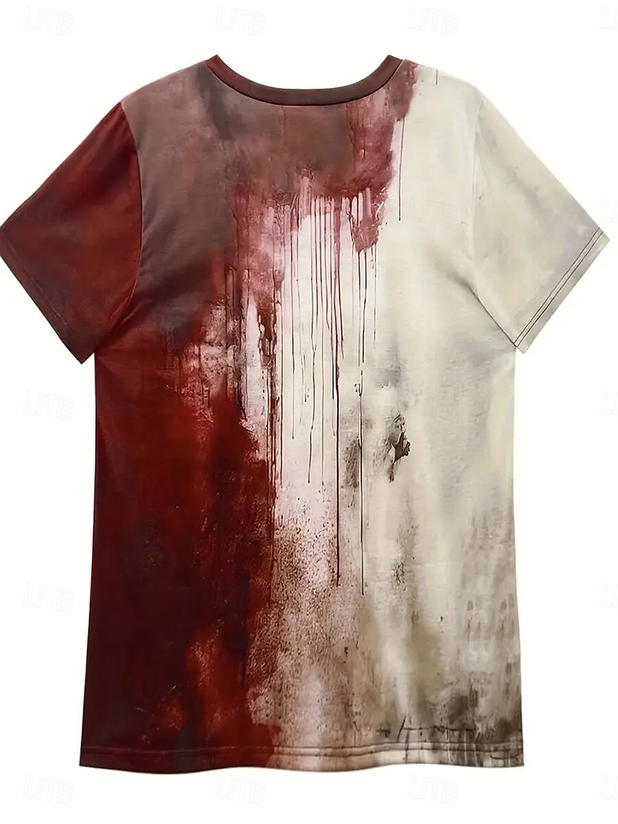 Halloween Femmes T-shirt Graphique Lettre Halloween ancien Élégant Classique Manche Courte Col en V Hauts Réguliers Quotidien Imprimé Rouge Été Printemps de 2025 ? $19.99 –P2