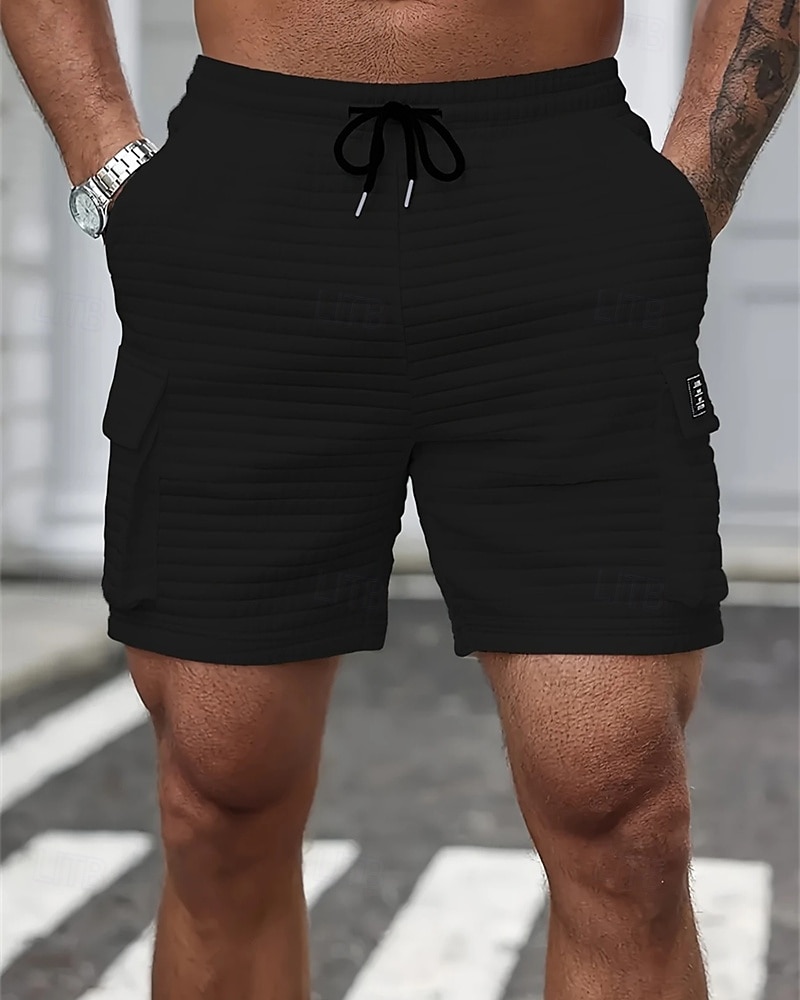 Homme Short gaufré Shorts cargo Shorts Shorts d'été Short décontracté Avec Poches Taille Élastique Cordon de serrage Uni Confort Respirant Court Extérieur Vacances Sport Occasionnel Noir Blanche de 2026 ? $20.99 –P9