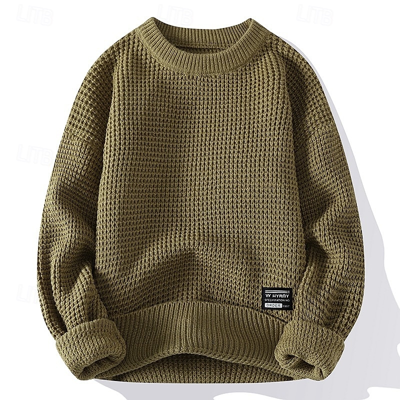 Herre Pullover genser Strikket genser Riflet Strikke Vanlige topper Strikket عادي Crew-hals Mote Grunnleggende Feriereise Dagligdagstøy Klær Høst Vinter Svart Hvit M L XL 2025 - $32.99 –P1