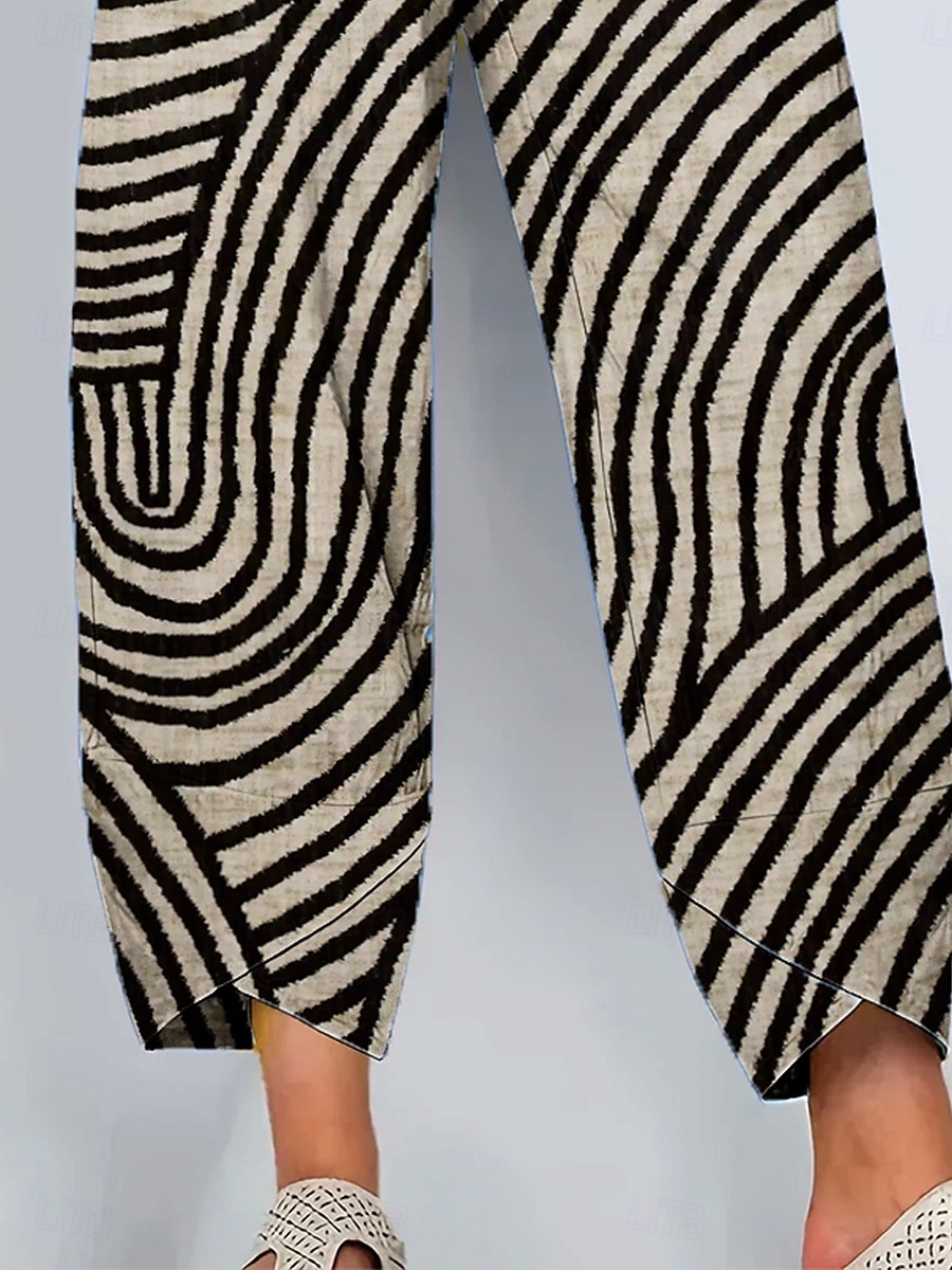 Per donna Gamba larga Chinos Pantaloni Larghi Vacanza Vintage Stile Etnico Lunghezza alla caviglia Vita Alta Grafico Geometrico A Pois Patchwork Coulisse Stampa Traspirante Inelastico All'aperto del 2025 a $20.99 –P3