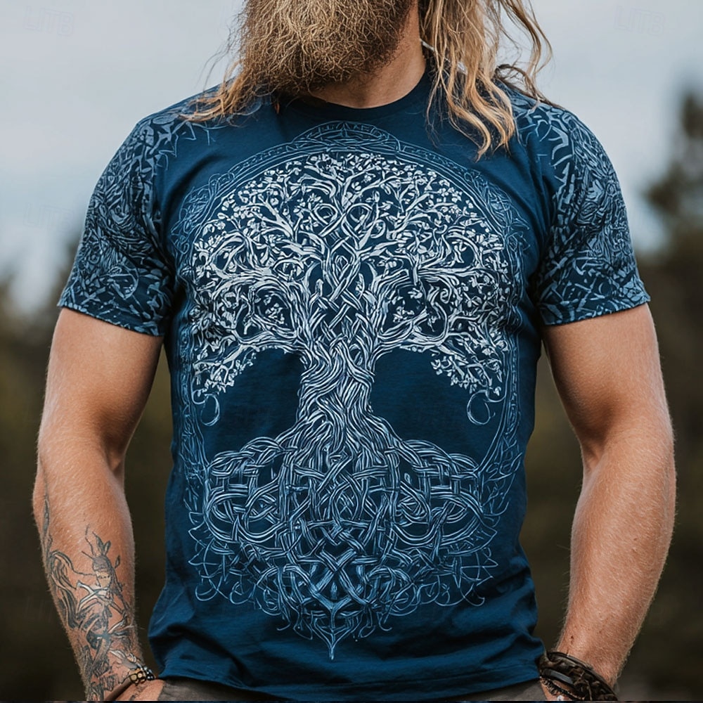 Herren 3D Kelten Baum des Lebens T Shirt Kurzarm T-Shirt 3D-Druck Rundhalsausschnitt Hemd Mode Vikinger Designer Lässig Täglich Party Blau Grün Armeegrün Sommer Frühling Bekleidung S M L XL XXL XXXL 2026 - $19.49 –P4