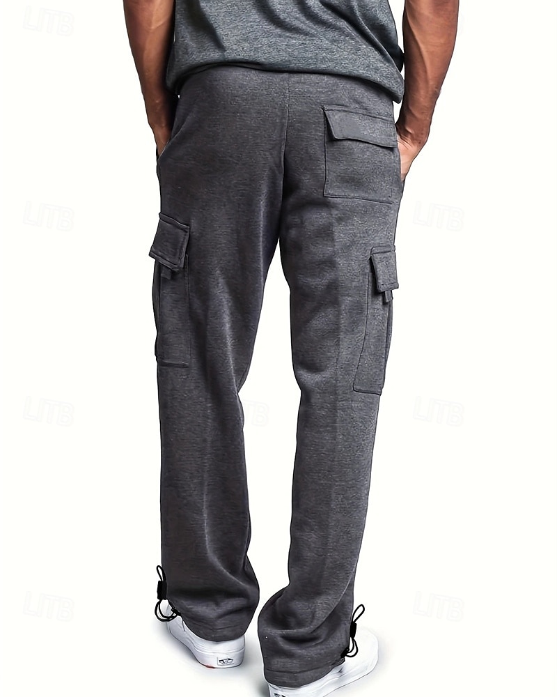 Multi-pakketten 3 stuks Voor heren Zwart + grijs + blauw Joggingbroek met wijde pijpen Broek Elastische taille Trekkoord Effen Vakantie Alledaagse kleding Polyester Lente 2025 - $35.99 –P15