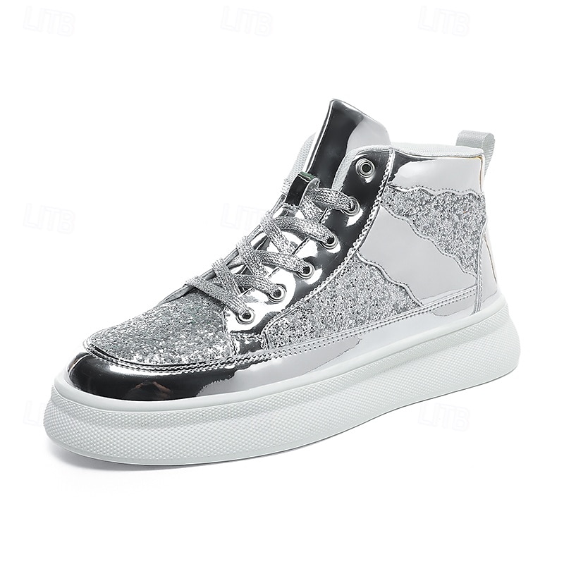 Hombre Botas Zapatos de Paseo Casual Cuero PU Cómodo Antideslizante Transpirable Botines / Hasta el Tobillo Cordones Plateado Dorado Verano Primavera 2025 - $34.99 –P1