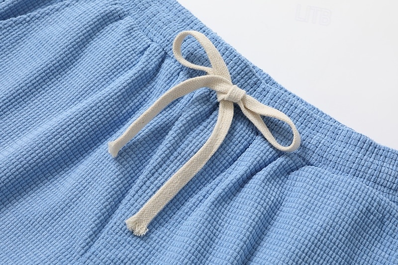 Men's Waffle Shorts Shorts Summer Shorts Casual Shorts Pocket Drawstring Elastic Waist Plain Comfort Breathable Short Outdoor Vacation Sport Casual Black White Micro-elastic 2025 - $20.99 –P5