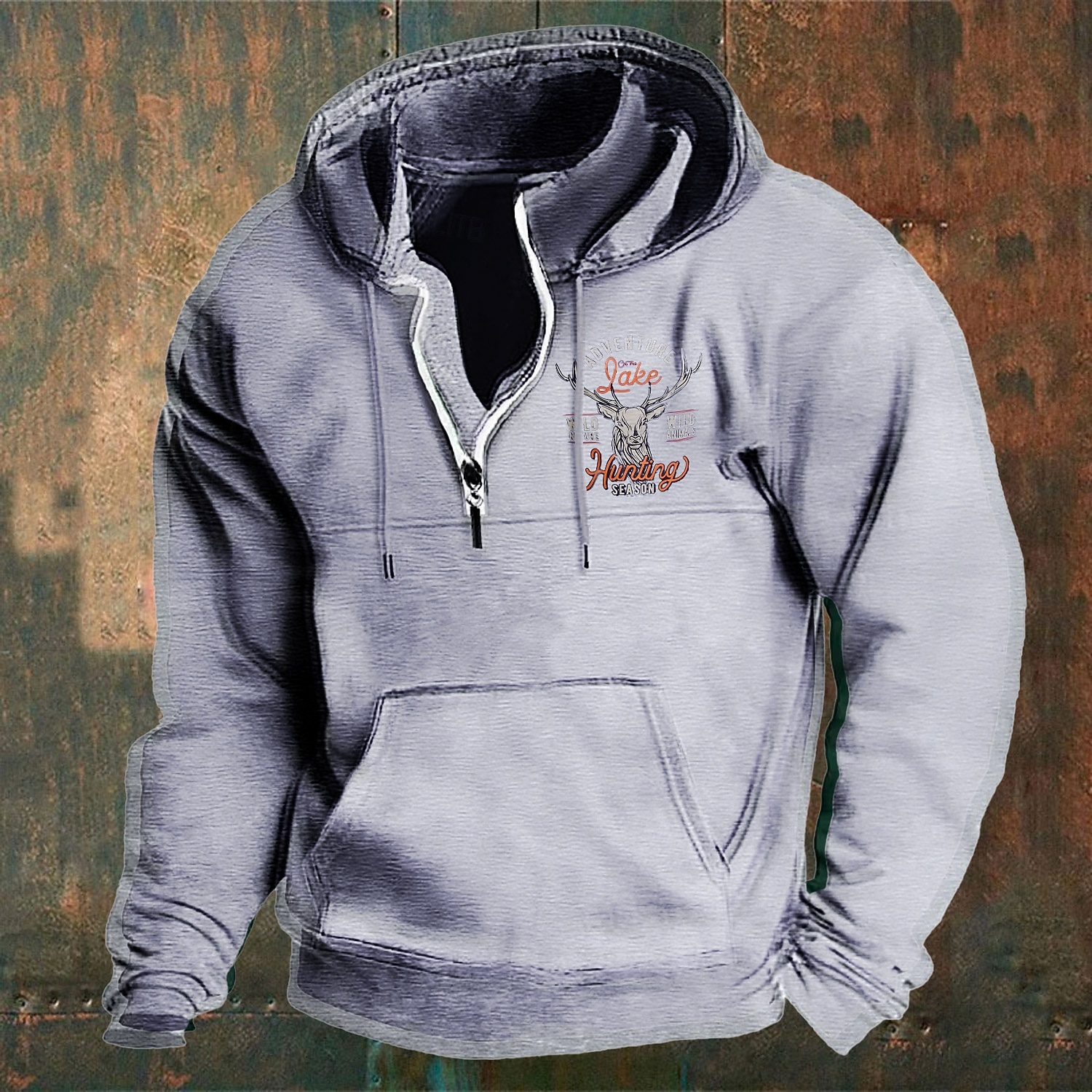 Men's Hoodie Wine Navy Blue Green Khaki Light Grey Hooded Elk Front Pocket Quarter Zip Daily Holiday Going out Polyester Streetwear Casual Bavarian Fall Winter Clothing Apparel Hoodies Sweatshirts  2026 - $26.99 –P1