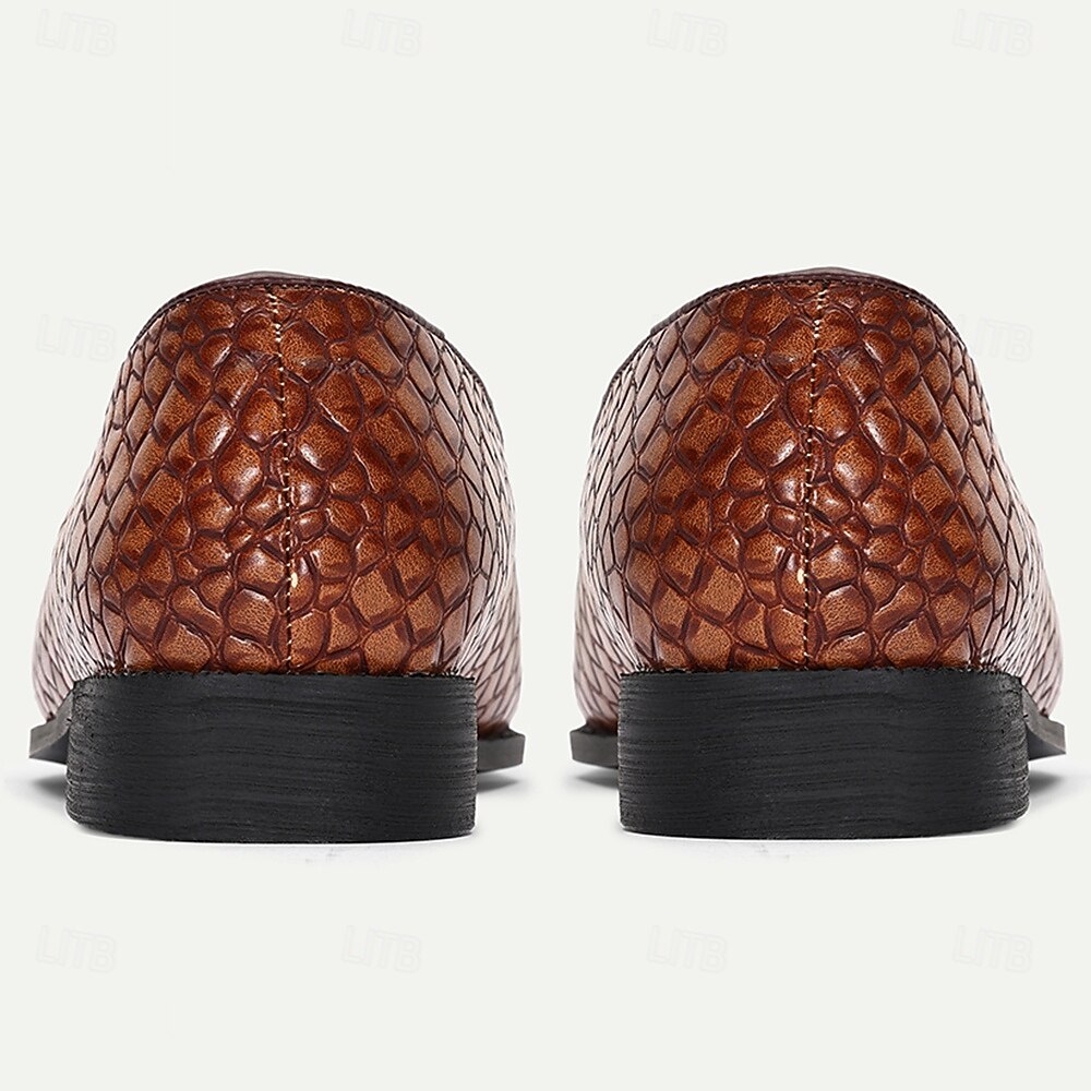 Pánské hnědé mokasíny s tkanými střapci z umělé kůže – vintage design nazouvacích bot pro stylové gentlemany, bankety a letní svatby 2025 - $46.99 –P5