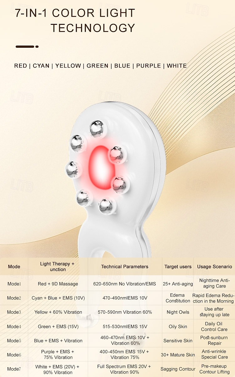 7 kleuren led-lichttherapie ems microstroom gezichtsverzorgingsapparaat huidverjonging fotonenmassage rimpelverwijdering anti-aging duplex facelift 2025 - $54.99 –P3